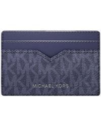 Michael Kors - Mk Hudson Pebbled Leather And Signature Logo Money Clip Card Case - Lyst