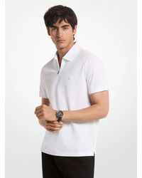 Michael Kors - Mk Cotton Blend Piqué Zip-Up Polo Shirt - Lyst