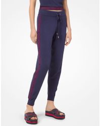 Michael Kors Joggers In Viscosa Con Fettuccia Con Logo - Blu