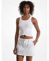 MICHAEL Michael Kors - Mk Tie-Front Ribbed Stretch Knit Tank Top - Lyst