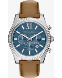Michael Kors - Oversized Lexington-Tone And Leather Watch - Lyst