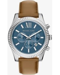 Michael Kors - Oversized Lexington-Tone And Leather Watch - Lyst