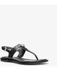 Michael Kors - Mk Mandy Leather T-Strap Sandal - Lyst