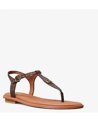 Michael Kors - Mallory Signature Logo T-Strap Sandal - Lyst