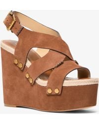 MICHAEL Michael Kors - Mk Raven Studded Suede Wedge Sandal - Lyst