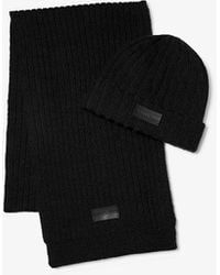 Michael Kors - Mk Ribbed Knit Beanie Hat And Scarf Set - Lyst