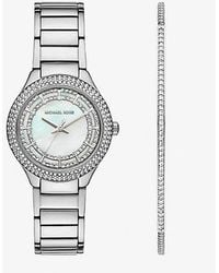 Michael Kors - Mini Sylvia Pavé-Tone Watch And Bracelet Gift Set - Lyst