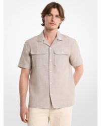 Michael Kors - Striped Linen Cotton Camp Shirt - Lyst