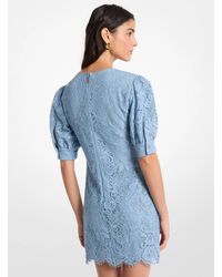 Michael Kors Mk Studded Corded Floral Lace V-Neck Dress in Natural | Lyst