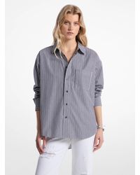 MICHAEL Michael Kors - Mk Oversized Striped Cotton Poplin Shirt - Lyst