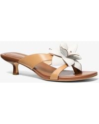 MICHAEL Michael Kors - Mk Jacie Floral Embellished Leather Kitten Heel Sandal - Lyst
