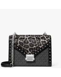 Michael Kors - Whitney Medium Signature Logo And Leopard Print Calf Hair Shoulder Bag - Lyst