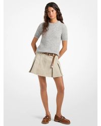 MICHAEL Michael Kors - Mk Pleated Cotton Blend Skirt - Lyst