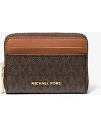 MICHAEL Michael Kors - Mk Jet Set Small Signature Logo Zip-Around Card Case - Lyst