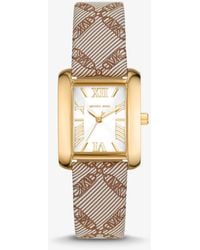 Michael Kors - Reloj Emery mini en tono dorado de jacquard con logotipo imperio - Lyst
