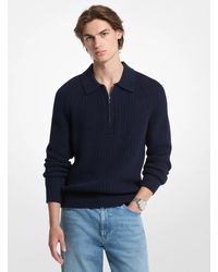 Michael Kors - Mk Textured Wool Blend Quarter-Zip Jumper - Lyst