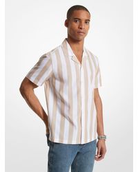 Michael Kors - Camisa de mezcla de algodón a rayas con cuello cubano - Lyst