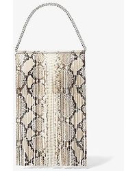 Michael Kors - Ali Fringed Python Embossed Leather Clutch - Lyst