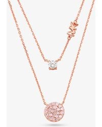 Michael Kors - Collar de plata de ley con chapado en oro rosa de 14 K e incrustaciones - Lyst