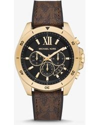 Michael Kors Oversized Brecken Logo And Gold-tone Watch - Brown