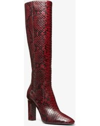 Michael Kors - Mk Carly Python Embossed Leather Boot - Lyst