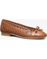 MICHAEL Michael Kors - Mk Piper Flex Perforated Logo Leather Ballet Flat - Lyst