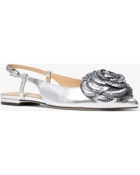 MICHAEL Michael Kors - Mk Elodie Embellished Metallic Leather Sling Flat - Lyst