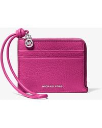 MICHAEL Michael Kors - Mk Jet Set Small Pebbled Leather Card Case Wristlet - Lyst