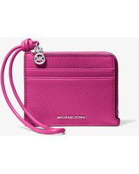 MICHAEL Michael Kors - Mk Jet Set Small Pebbled Leather Card Case Wristlet - Lyst