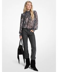 MICHAEL Michael Kors - Michael Kors Metallic Paisley Print Georgette Blouse - Lyst