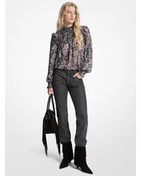 MICHAEL Michael Kors - Metallic Paisley Print Georgette Blouse - Lyst
