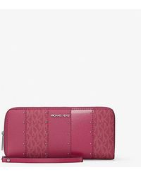 Michael Kors - Jet Set Large Studded Patchwork And Signature Logo Continental Wallet - Lyst