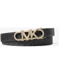 MICHAEL Michael Kors - Reversible Empire Leather And Signature Logo Belt - Lyst