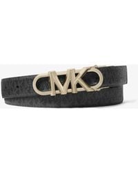 MICHAEL Michael Kors - Reversible Empire Leather And Signature Logo Belt - Lyst