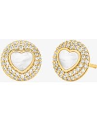 Michael Kors - Mk Precious Metal-Plated Sterling Mother-Of-Pearl Heart Stud Earrings - Lyst