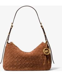 MICHAEL Michael Kors - Michael Kors Nolita Medium Hand-Woven Suede Shoulder Bag - Lyst