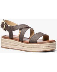 MICHAEL Michael Kors - Lynn Signature Logo Platform Espadrille Sandal - Lyst