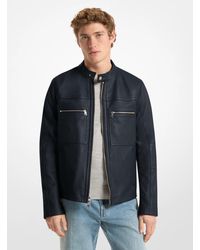 Michael Kors - Mk Leather Double-Zip Racer Jacket - Lyst