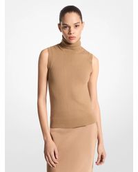 Michael Kors - Mk Cashmere Sleeveless Polo Neck - Lyst