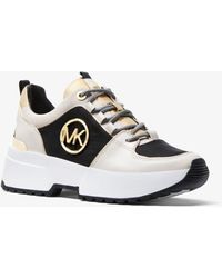 michael michael kors cosmo printed leather trainer