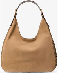 MICHAEL Michael Kors - Nolita Large Stud Trim Nubuck Hobo Shoulder Bag - Lyst