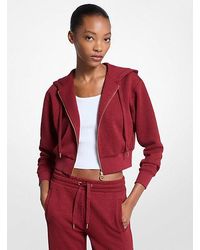 Michael Kors - Logo Jacquard Charm Jacquard Cropped Zip-Up Hoodie - Lyst