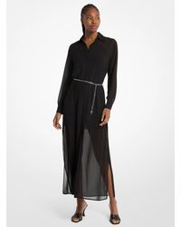 MICHAEL Michael Kors - Mk Georgette Belted Shirtdress - Lyst