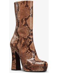 brown patchwork platform boots