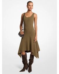 MICHAEL Michael Kors - Mk Stretch Knit Sleeveless Handkerchief Dress - Lyst