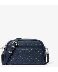Michael Kors - Jet Set Small Studded Pebbled Leather Camera Crossbody Bag - Lyst