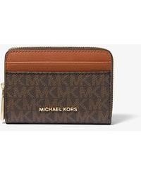 MICHAEL Michael Kors - Mk Porta Carte Di Credito Zip-Around Jet Set Piccolo Con Logo - Lyst