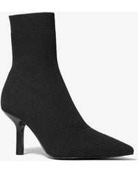Michael Kors Shiloh Logo Stretch Knit And Leather Sock Boot in 
