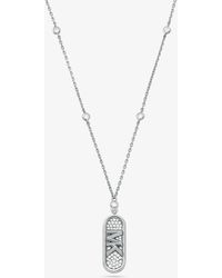 Michael Kors - Mk Pavé Precious Metal-Plated And Sterling Empire Logo Necklace - Lyst