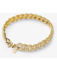 Michael Kors - Pulsera de plata de ley con chapado en metales preciosos cadena de eslabones e incrustaciones - Lyst